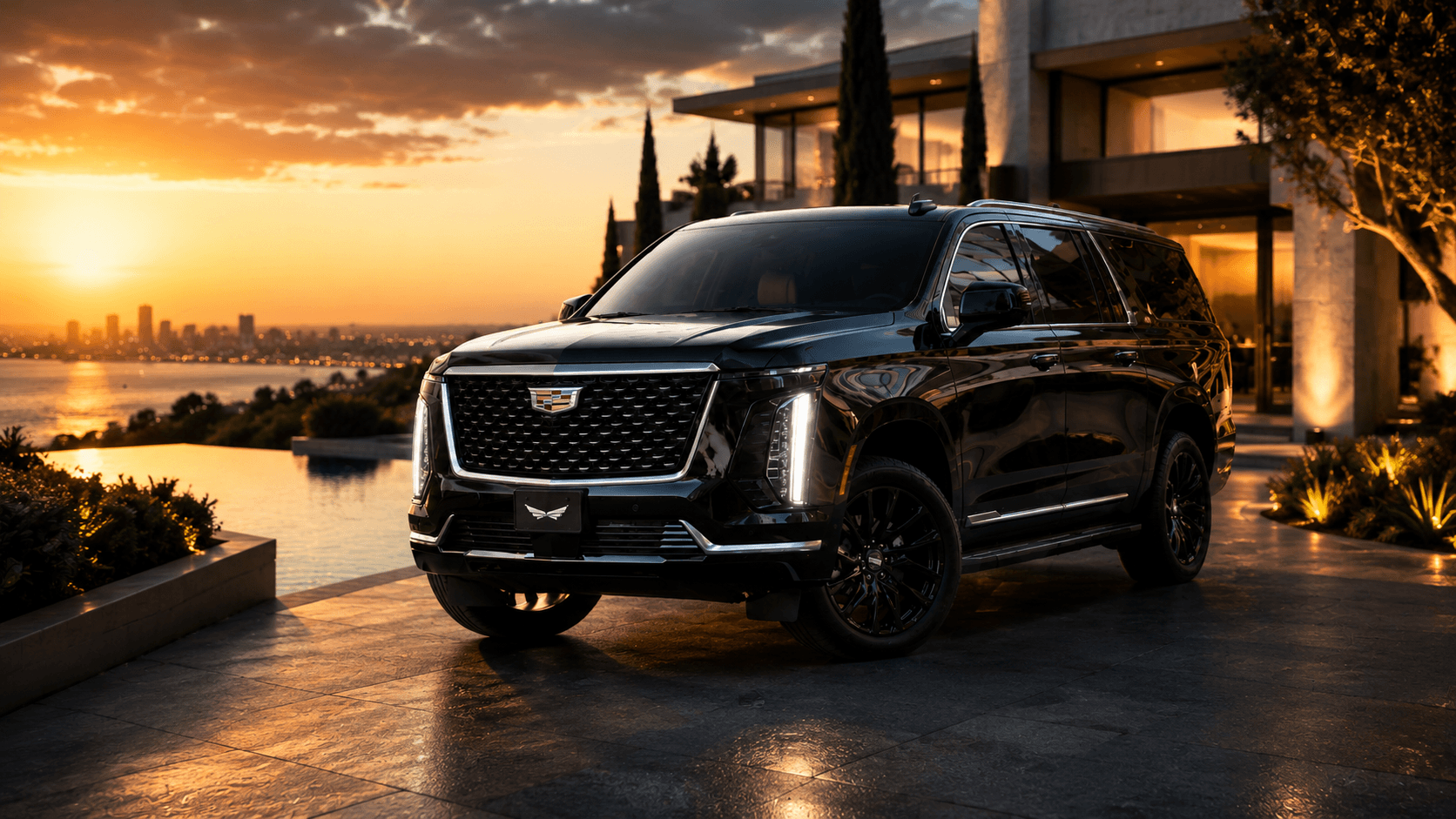 Professional chauffeur opening a luxury car door for a guest
