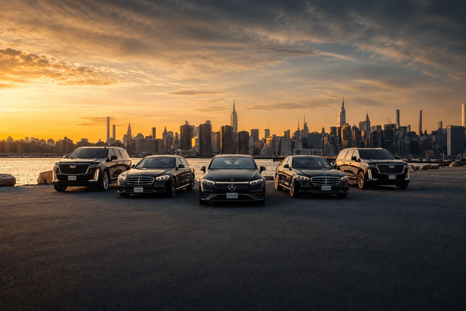 Premium black luxury vehicle in a city setting